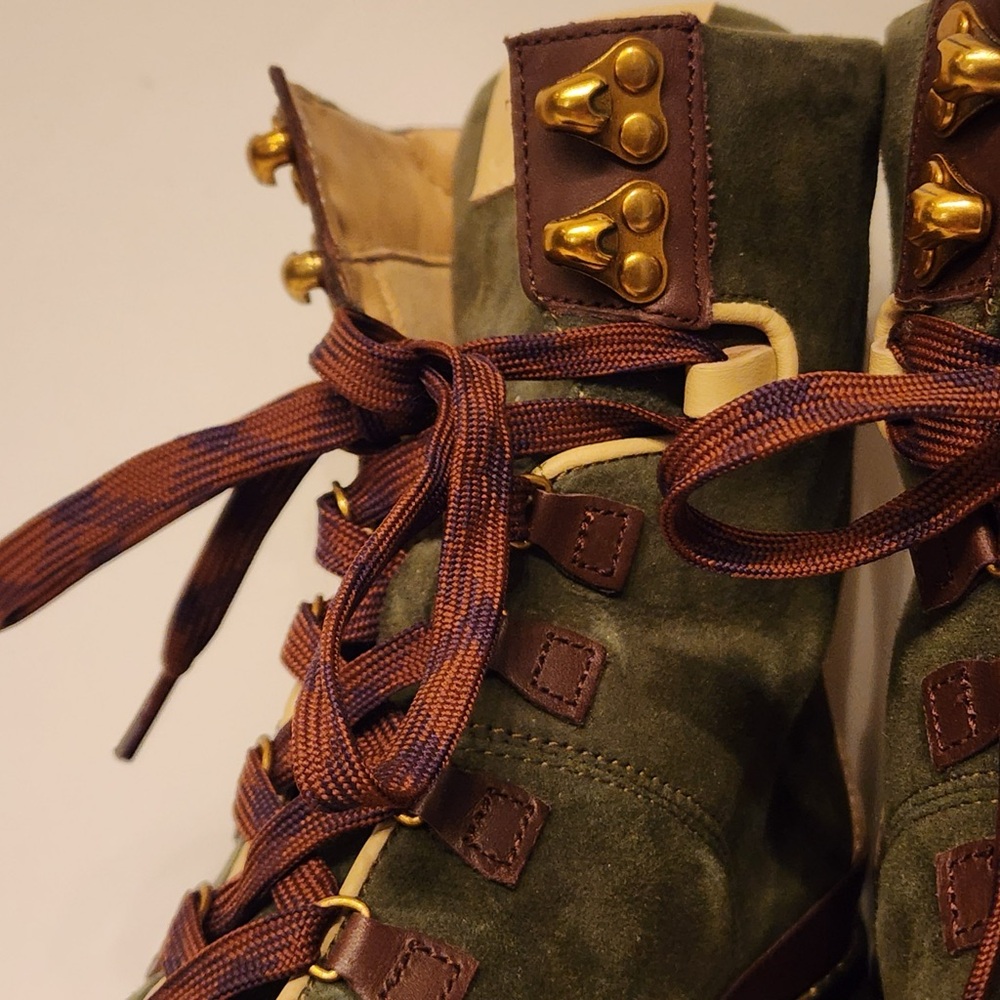 J. Crew Elsa Lace-Up Suede Boots Women’s Green & Brown Size 6 - Picture 4 of 13